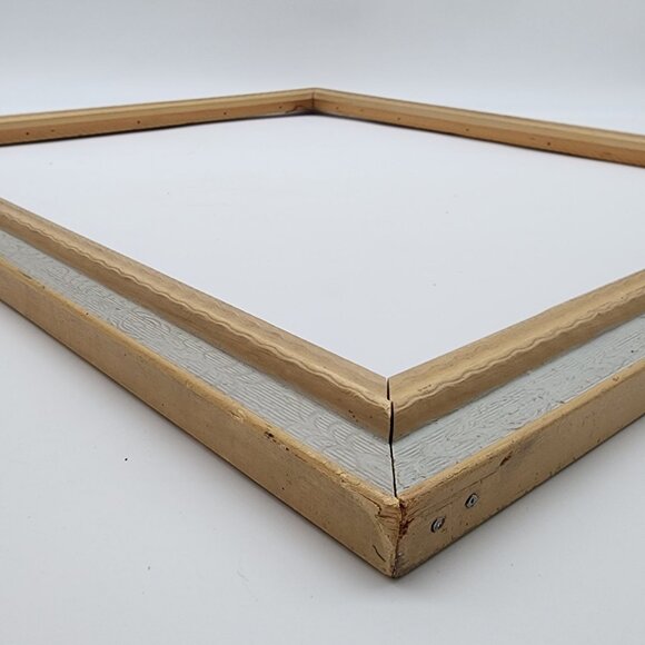 1950s Wood Picture Frame Embossed Design Yellow Blue 18.5"20.5" VTG - Picture 10 of 11